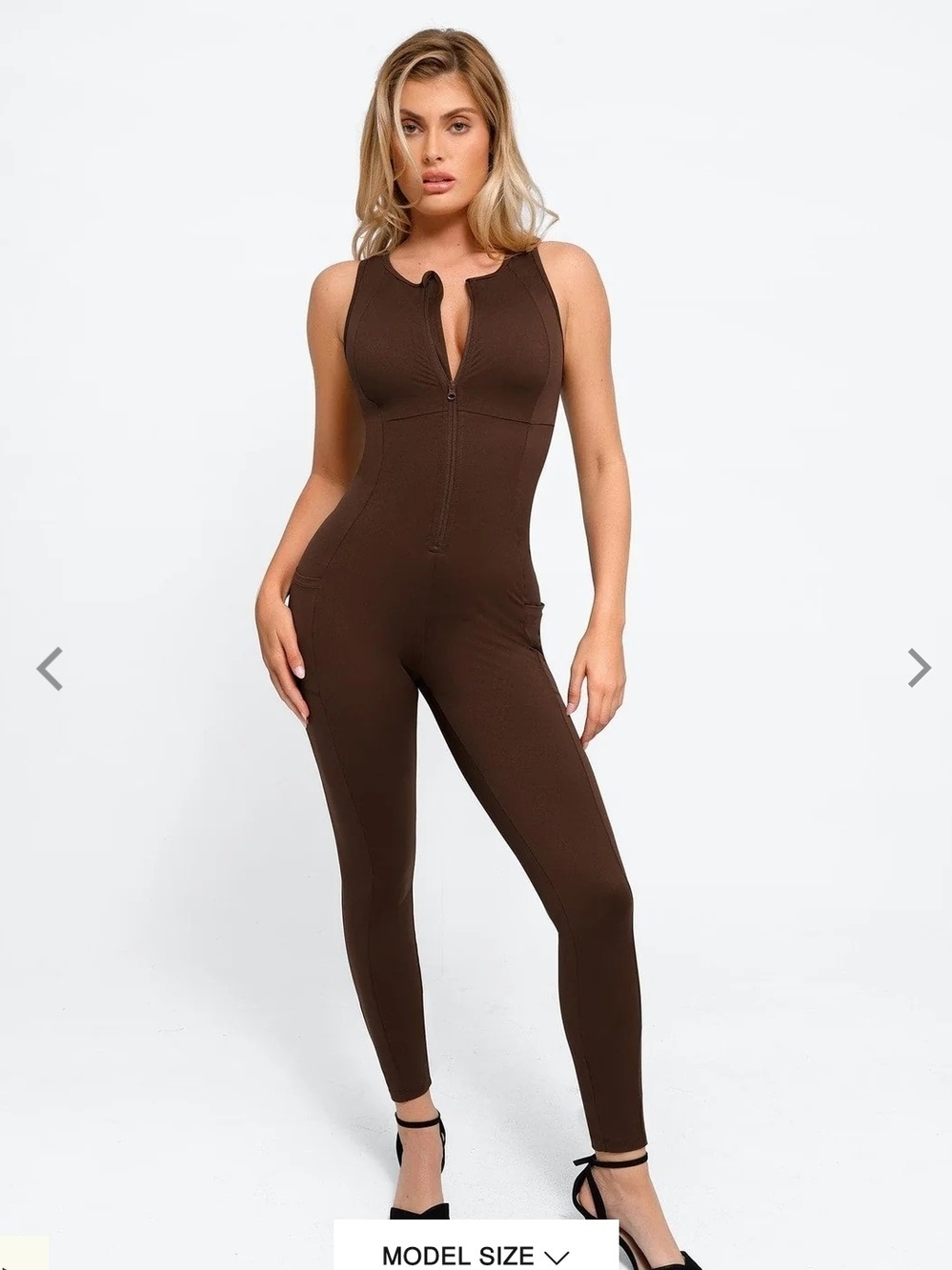 Popilush Medium Shapewear Sleeveless Body-Sculpting Zip Front Jumpsuit